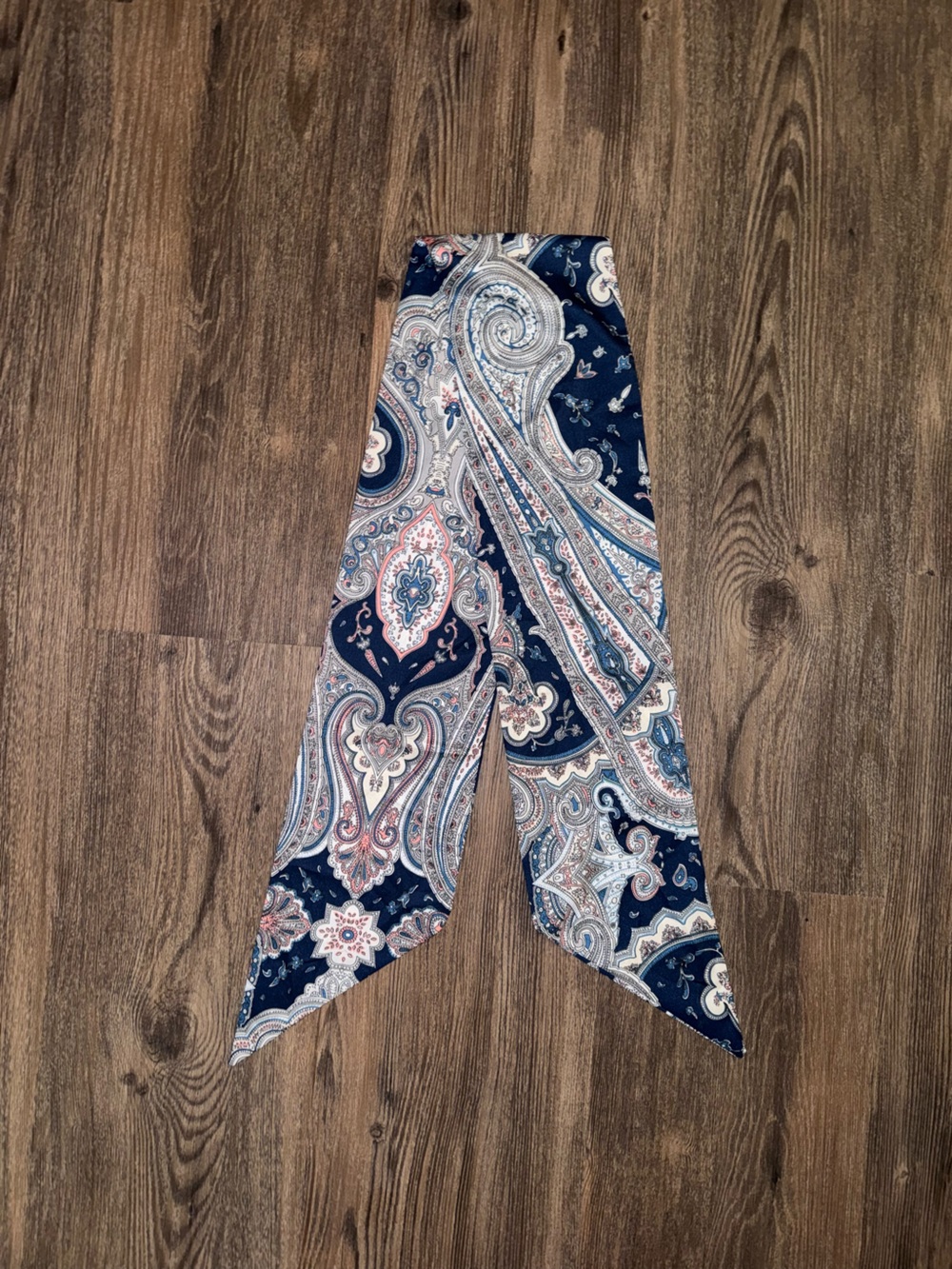 Navy Paisley Twilly Scarf